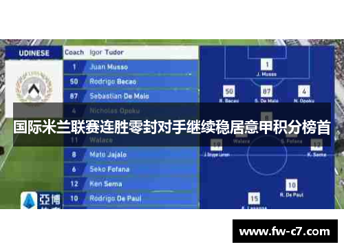 国际米兰联赛连胜零封对手继续稳居意甲积分榜首 国际米兰联赛连胜零封对手继续稳居意甲积分榜首